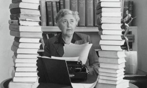 Author Agatha Christie at her desk. 